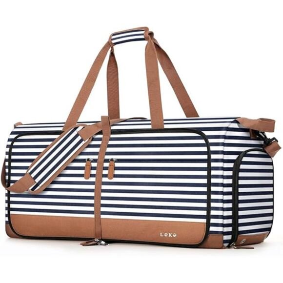 Large Travel Duffle Bag Women Foldable Carry On Weekender Overnight Gym Tote - Picture 7 of 7